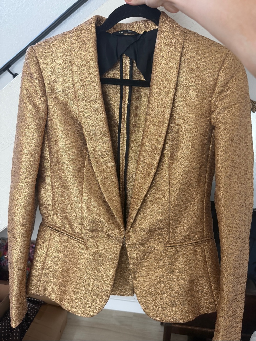 rag & bone Gold Sliver Tuxedo Blazer